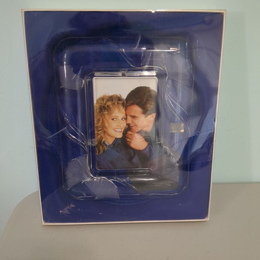 Mikasa Feelings Frosted Lead Crystal Photo Frame Germany Ginko Leaf Design New